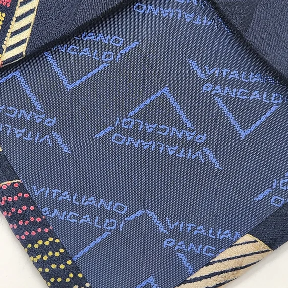 Vitaliano Pancaldi necktie black red 100%silk abstract tie luxury handmade Italy